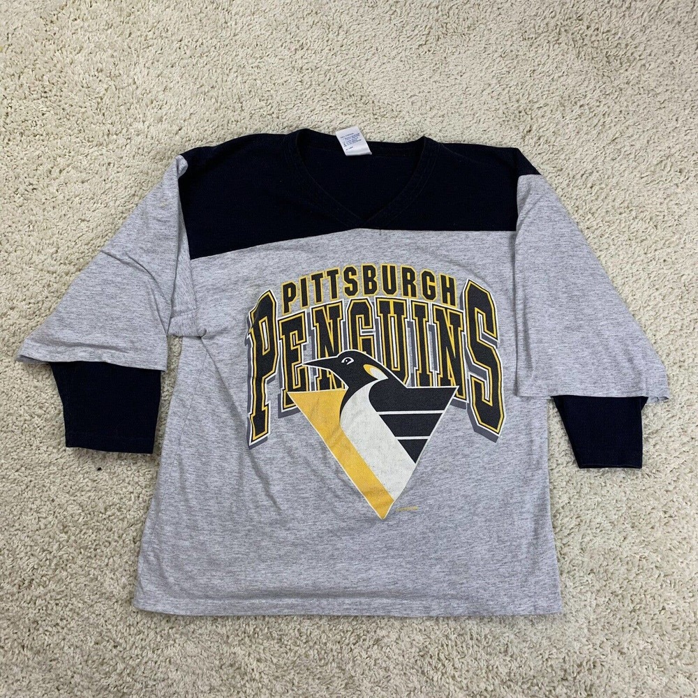 Pittsburgh Penguins Vintage Graphic T-Shirt Men L Large Logo Athletic Artex NHL